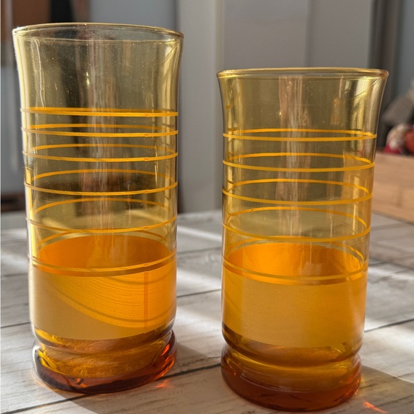 Vintage Golden Amber Glass Tumbler Set - Picture 3 of 3